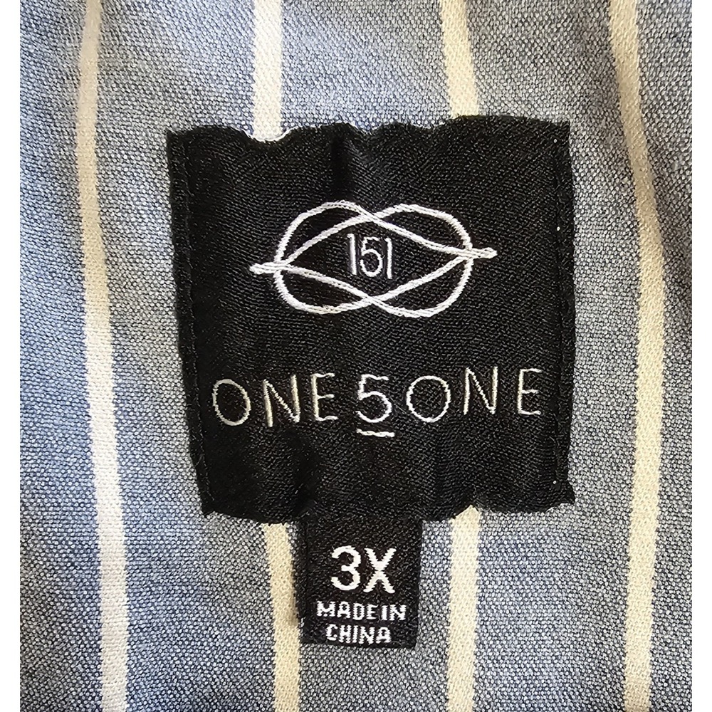 One5One Denim Stripe Cold Shoulder Cropped Top 3X Y2K Revival Western Rodeo Chic - Picture 9 of 13